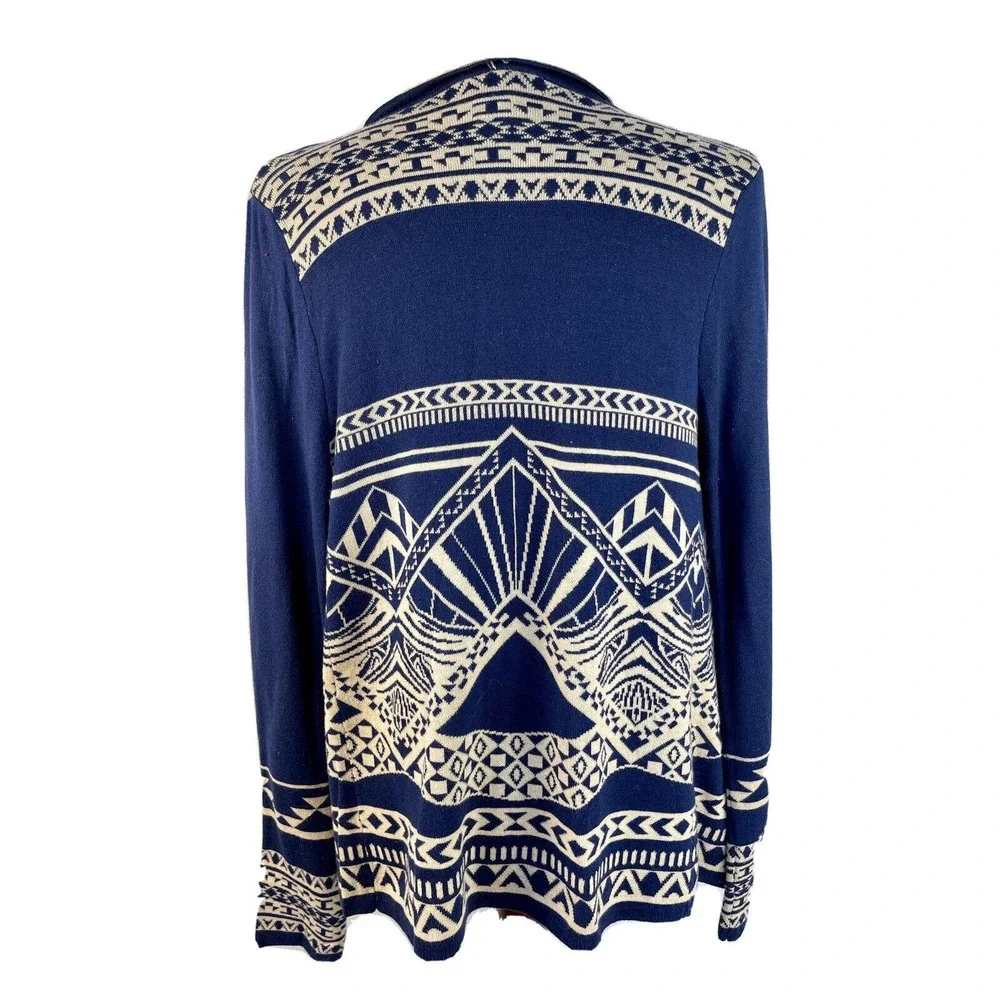 Flying Tomato Aztec Indian Navajo Reversible Cardigan Navy & Cream Big Size S - Picture 4 of 13